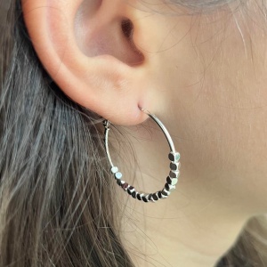 Beaded Hoops - Silver